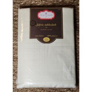 Trim a Home Fabric Tablecloth Cover Satin Lattice Oblong 60"x102" Ivory Cream